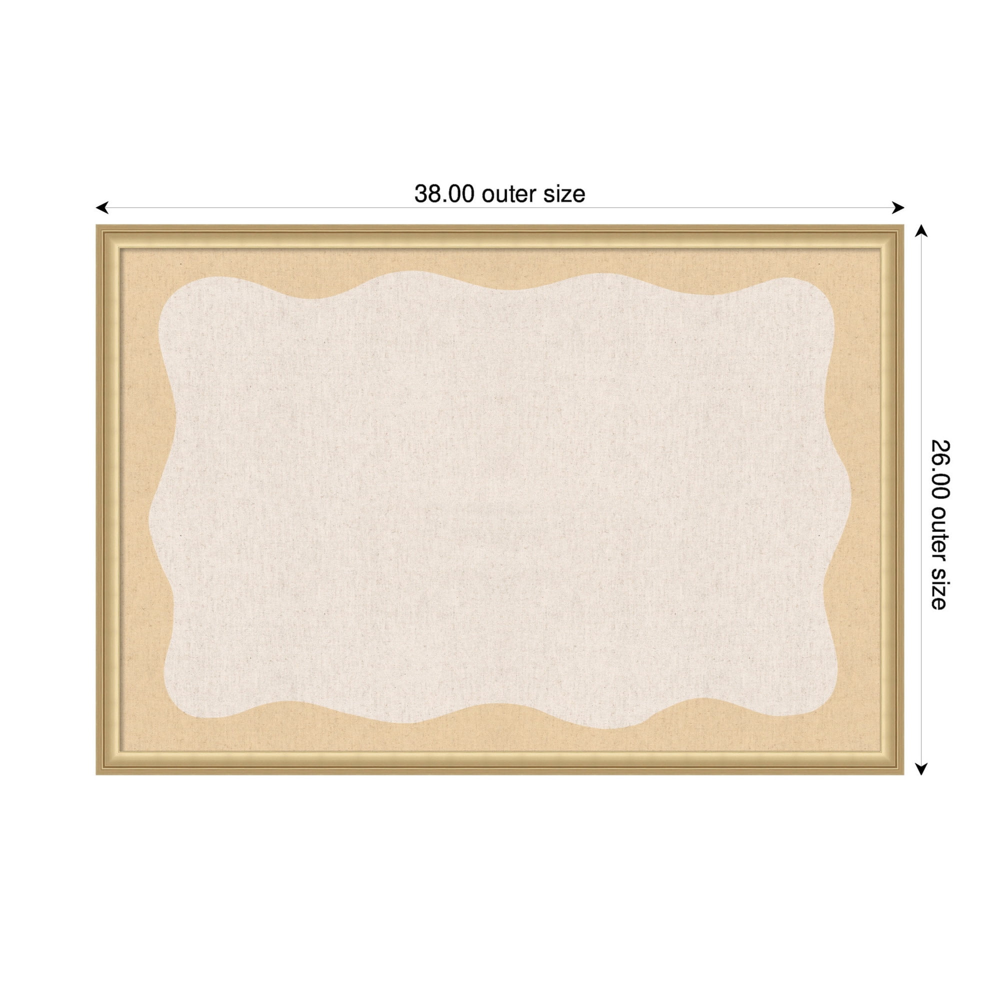 Kate and Laurel Framed Fabric Pinboard 38 x 26,  Printed Linen Classic Bulletin Board for Use as a Vision Board or Wall Organization, Florence Gold Frame