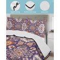 thumbnail image 4 of Purple Boho Queen Size Down Alternative Comforter, Lightweight Comforter Quilt Bedding Set with Pillow Shams Country Retro Tribal Southwest Pattern All Seasons Bed Comforter Duvet Insert 90"x96", 4 of 7