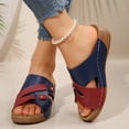 thumbnail image 6 of MLCDZ Wedge Shoes Womens Summer Dressy Orthopedic Sandals Colorblock Criss Straps Roman Platform Shoes Ladies Sandals 2025 Navy 41, 6 of 7