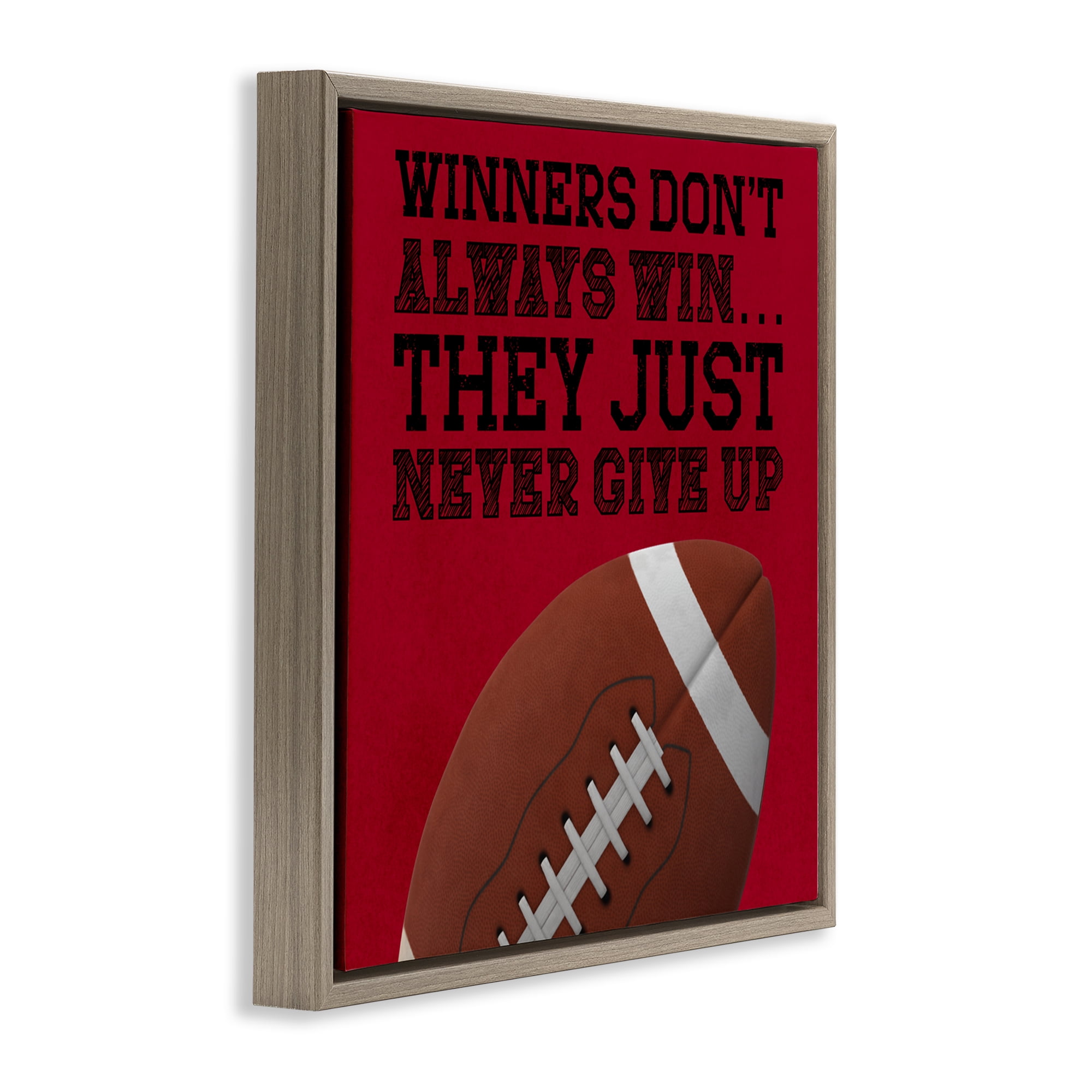 Winners Never Give Up Brown Framed Floater Canvas Wall Art, design by Marcus Prime