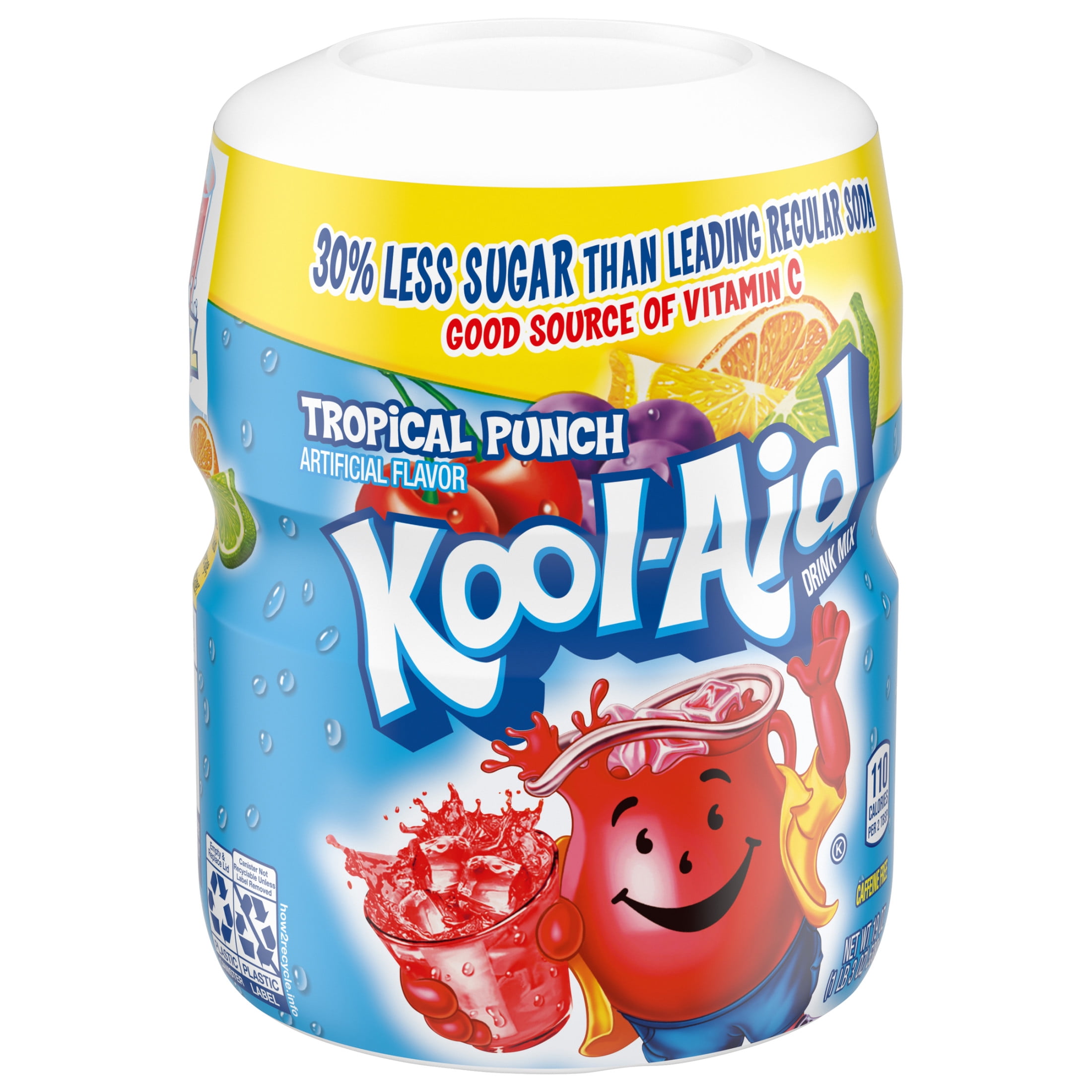 Kool-Aid Drink Mix, 1 Canister, for Flavorful Hydration and Shareable Refreshment, Tropical Punch, Good Source of Vitamin C, Caffeine Free, 19 oz