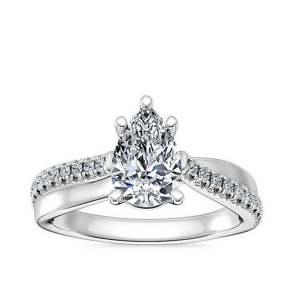 Diamond-Capitals 2.20 Ct Fashionable Pear Cut IGI Certified Lab Grown Diamond Solitaire Ring for Wedding Solid 18K White Gold Size 11 (E/VVS2)