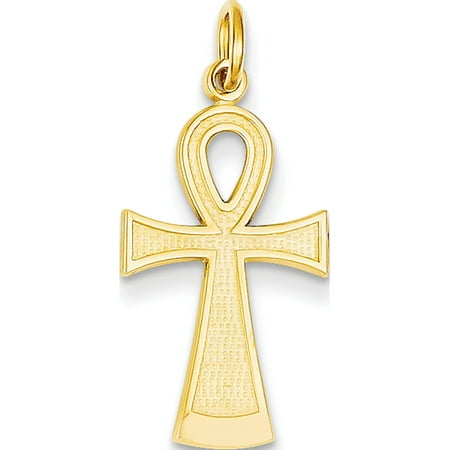 Gold Ankh Charm - 14k Yellow Gold Ankh Cross (12x28mm) Pendant / Charm