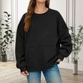 thumbnail image 2 of Daznico Women Crewneck Sweatshirt Rhinestone Studded Long Sleeve Pullover with Kangaroo Pocket Loose Fit Outerwear for Autumn Winter Wear,S, 2 of 6
