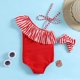 thumbnail image 5 of Traje de baño para bebé, traje de baño para niñas pequeñas, traje de baño para niñas con un solo hombro + traje de baño con parte inferior de cintura alta (2 piezas), 5 of 6