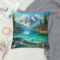 thumbnail image 2 of Orinice  Blue Throw Pillow Cushion Cover, Tranquil View of Lake Tahoe Sierra Pines on Rocks with Turquoise Waters Shoreline, Decorative Square Accent Pillow Case,  White, 2 of 5