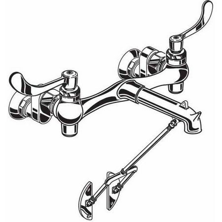 American Standard 8355.101.002 Service Sink Faucet with Exposed Yoke and Wall Mount with Bottom Bracket with Wrist Blade Handles, Chrome