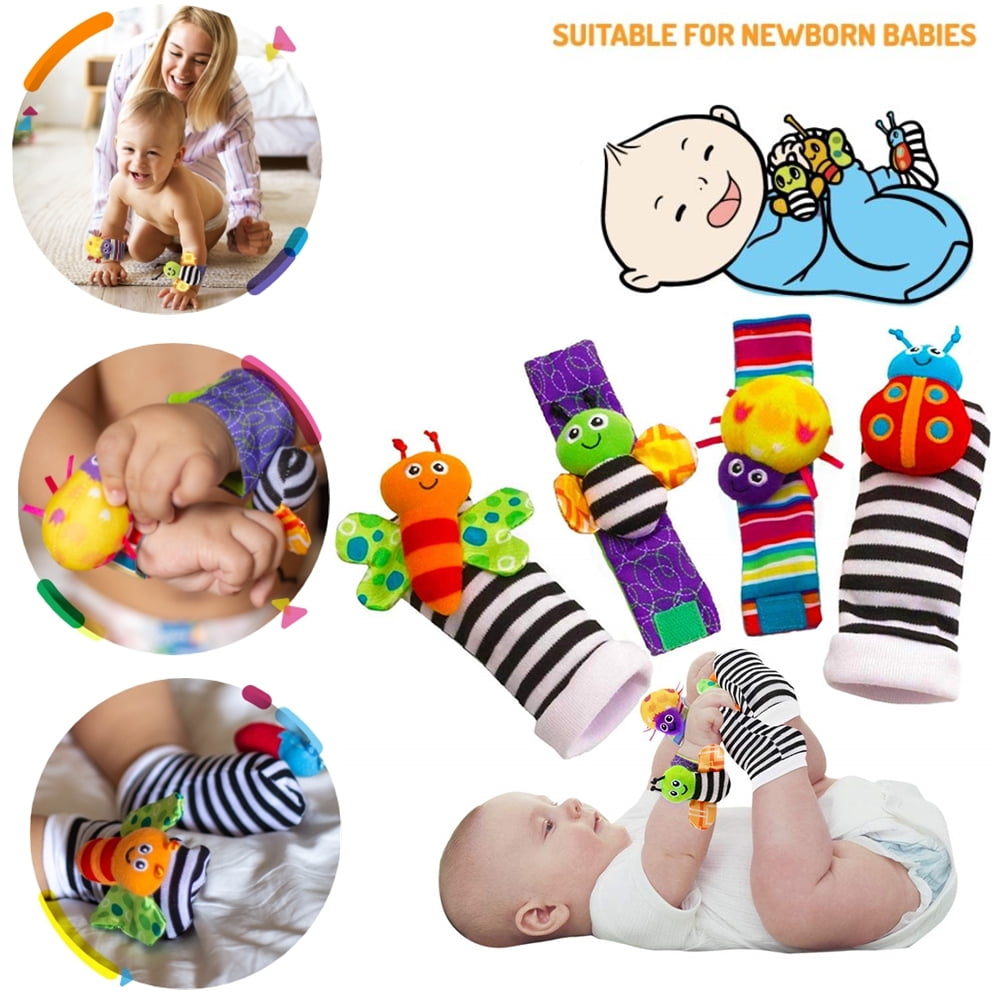 Pawst Foot Finder Socks & Wrist Rattles Newborn Toys for Baby, Baby