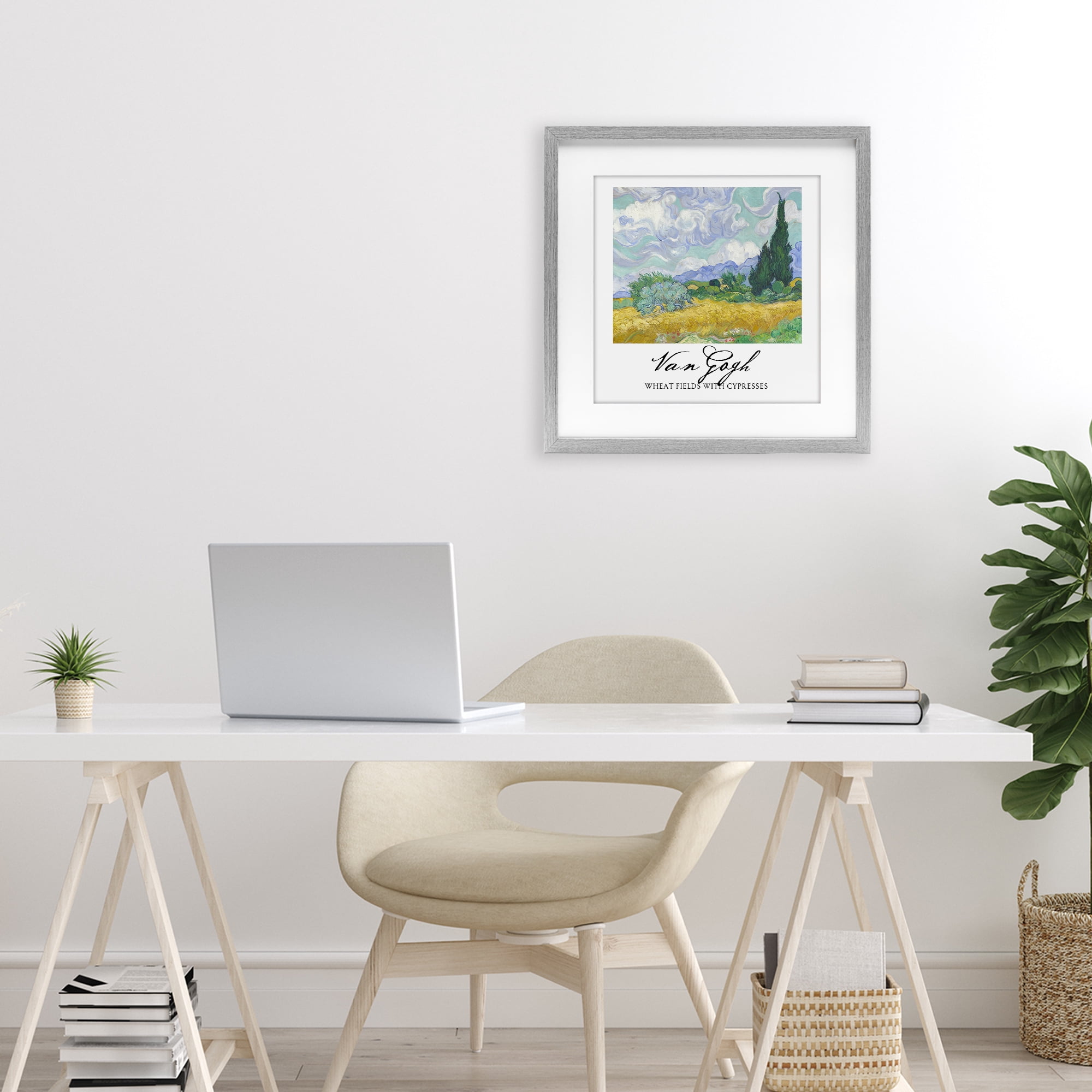 Stupell Industries Van Gogh Wheat Field with Cypresses Gray Framed Print Under Glass, design by Vintage Hustle