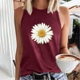 thumbnail image 4 of WREESH Women's Summer Floral Tank Top Crew Neck Sleeveless Design Trendy Graphic Print - Perfect for Warm Days Wine, 4 of 5