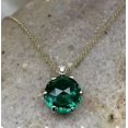 thumbnail image 2 of 3Ct Round Cut Lab Created Green Emerald Women's Solitaire Pendant Chain 14k Yellow Gold Plated, 2 of 2