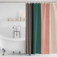 thumbnail image 2 of Black Teal Pink Beige Stripe Shower Curtain Set - Long 72" x 84" Washable Bathtub Curtain with 12 Hooks, Farmhouse Striped Waterproof Fabric Stall Shower Curtains for Bathroom/Bathtub Décor, 2 of 6