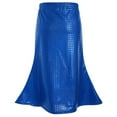 thumbnail image 2 of Loopsun Girls Midi Skirts, Girls Solid Color Sequin Plaid Mid Calf Skirt Blue, 2-3 Years, 2 of 4