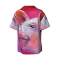 thumbnail image 2 of Fotbe Pink Pig print Short Sleeve Button Down Shirts for Men Casual Summer Beach Wrinkle Free Shirt-X-Large, 2 of 7