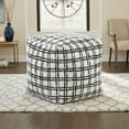 thumbnail image 6 of Modern Pouf Ottoman- White Black Checkered Jacquard- 16 Inch Square, 6 of 6