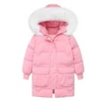thumbnail image 5 of NAISIBABY Girls Puffer Coat, Fluffy Hooded Full Zipper Knee Length Winter Thick Thermal Quilted Parka Pink 8T, 5 of 9