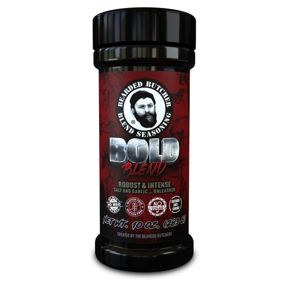 Bearded Butchers Bold Blend 10 oz – Primal Salt, Garlic & Spice Seasoning for Steaks, Burgers, Roasts & Game Meats – No MSG, Gluten-Free, No Sugar