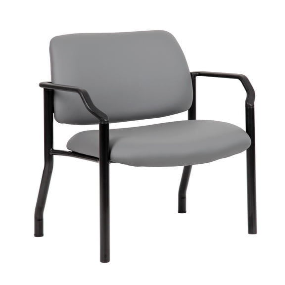 Boss Office Products Big and Tall Antimicrobial Vinyl 500 lbs. Weight Capacity Guest Reception Chair, Grey/Black
