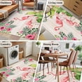 thumbnail image 5 of Pink Flamingos Area Rugs 3'x5', Washable Small Throw Rugs for Living Room Bedroom, Summer Tropical Flowers Cactus Wooden Indoor Outdoor Rug Non-Slip Low Pile Carpet Runner Reversible Floor Mats, 5 of 8