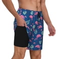 thumbnail image 3 of Balery Plants And Flamingos Mens Swim Trunks Swim Shorts for Men Quick Dry Inseam Beach Shorts with Compression Liner Pocket-XX-Large, 3 of 9