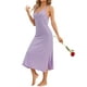 thumbnail image 4 of Vestido de pijama para mujer Inspire Chic con tirantes de espagueti, escote redondo, espalda cruzada, camisón largo 2XL en púrpura claro, 4 of 6
