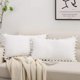 thumbnail image 1 of Juego de 2 fundas de almohada decorativas con bonitos pompones, funda de cojín cuadrada suave para decoración del hogar para sofá cama de 12 x 20 pulgadas/30 x 50 cm (blanco), 1 of 5