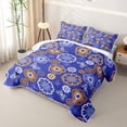 thumbnail image 3 of jejeloiu Bold Floral Quilt King For Men Women,Bohemian Pattern King Coverlet Set,Blue Orange,3 Pieces, 3 of 7