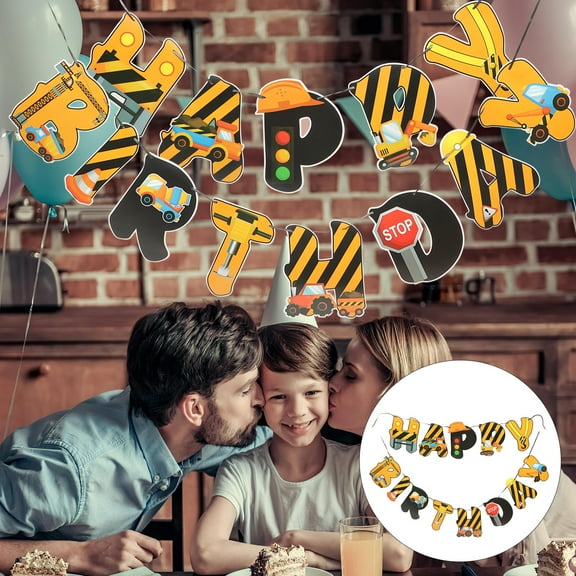 WASHWEPE Construction Party Decorations Banner 1Set Assorted Color Paper For Family Gatherings And Children Parties