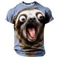 thumbnail image 4 of Men's Funny Sloth Animal Print Graphic T-Shirts 3D Novelty Short Sleeve Crewneck Casual Summer Everyday Essential Tees Comfortable Breathable Tops, 4 of 5