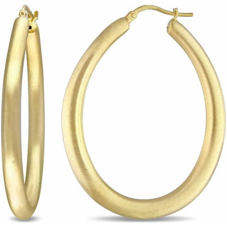 Yellow-Rhodium Plated Sterling Silver Hoop Earrings