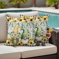 thumbnail image 4 of Sunflower Gnomes Outdoor Waterproof Pillow Covers, Spring Farmhouse Daisy Leaf Wooden Grain Decorative Square Throw Pillowcase Sofa Cushion Sham for Patio/Couch/Chair, 18"x18" 2 Pack, 4 of 8