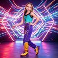 thumbnail image 3 of Guvpev G'irls Popular Singer Halloween Cosplay Costume - Pop Idol Group Fantasy Stage Cosplay Outfits with Graphic Crop Top & Pants for Halloween Cosplay Dress Up & Birthday Party, 3 of 12