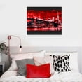 thumbnail image 5 of ARISTURING  New York City Wall Art Canvas Black and White Red Brooklyn Bridge Night Skyline Picture Photo Prints Modern Cityscape Poster Painting 16x12in, 5 of 6