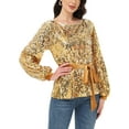 thumbnail image 2 of Women's Long Sleeve Sequin Crew Neck Fashion Pullovers Sweatshirt, Gold, Medium, 2 of 6