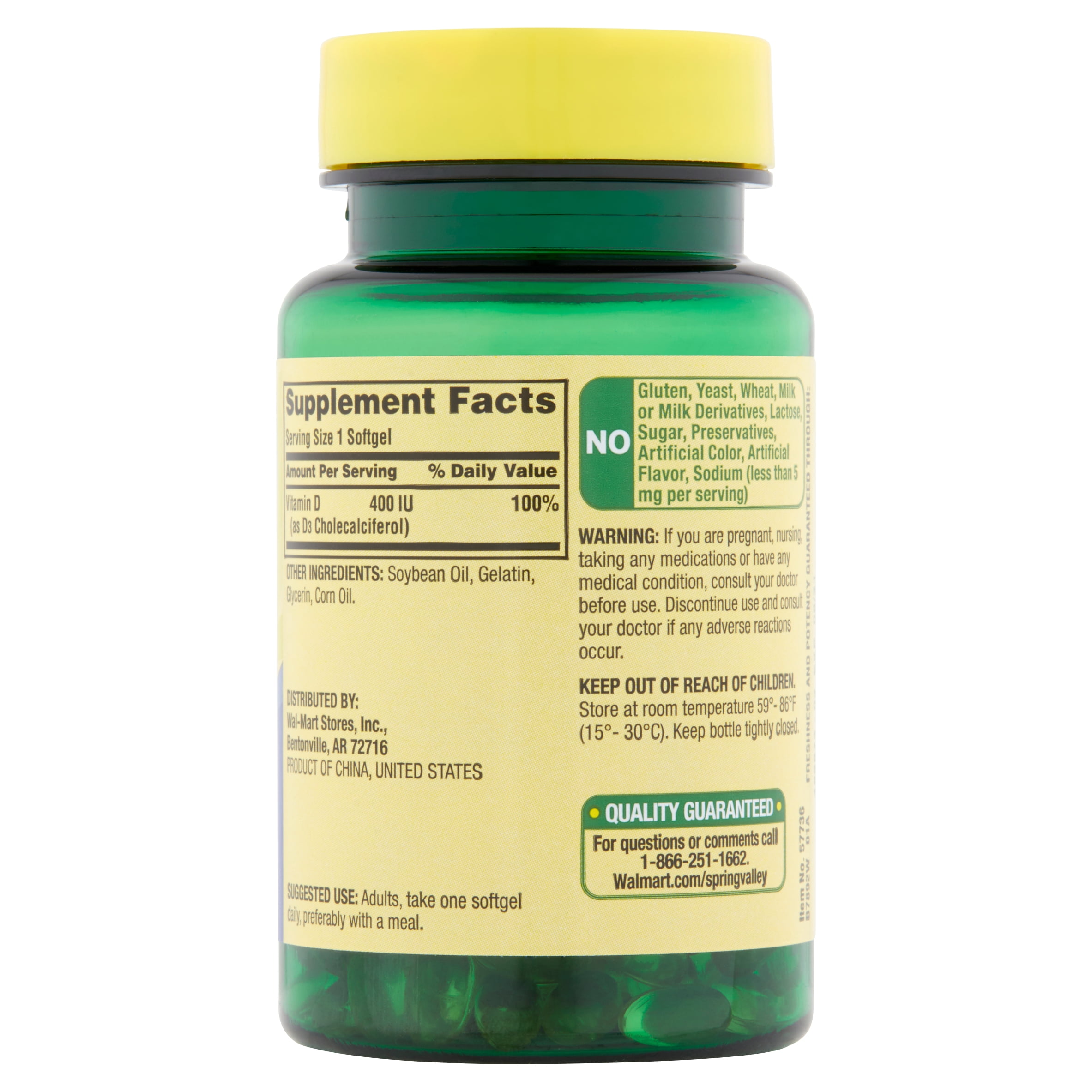 Spring Valley Vitamin D3 Softgels 400iu 200 Ct Walmartcom