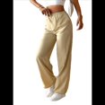 thumbnail image 2 of Pantalones de Mujer de Cintura Alta con Bolsillos y Parte Inferior . Albaricoque S, 2 of 8