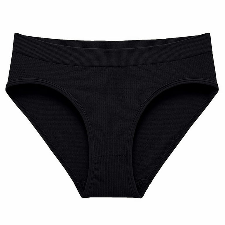 Vedolay plus Size Thongs Lot Women's Panties Cotton Panties Women's Briefs  Briefs Trendy Ribbed Bikini Set(Black,X-L) 