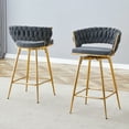 thumbnail image 2 of Jopath Two-piece rotating swivel chair, Dark gray cotton and linen soft seat, golden metal legs, rust-proof and wear-resistant, suitable for restaurant/bar high tables, lightweight single unit, 2 of 11