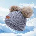 thumbnail image 2 of 1-4 Years Toddler Kids Beanie Winter Hats Warm Knit Cute Hat with Pom-Pom for Little Kids Daily Outdoor, 2 of 9