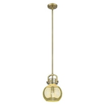 410-1SS-BB-G410-8ME Innovations Lighting Newton Sphere - 1 Light Stem Hung Mini Pendant-11.25 Inch Tall and 8 Inch Wide-Brushed Brass Finish-Mercury