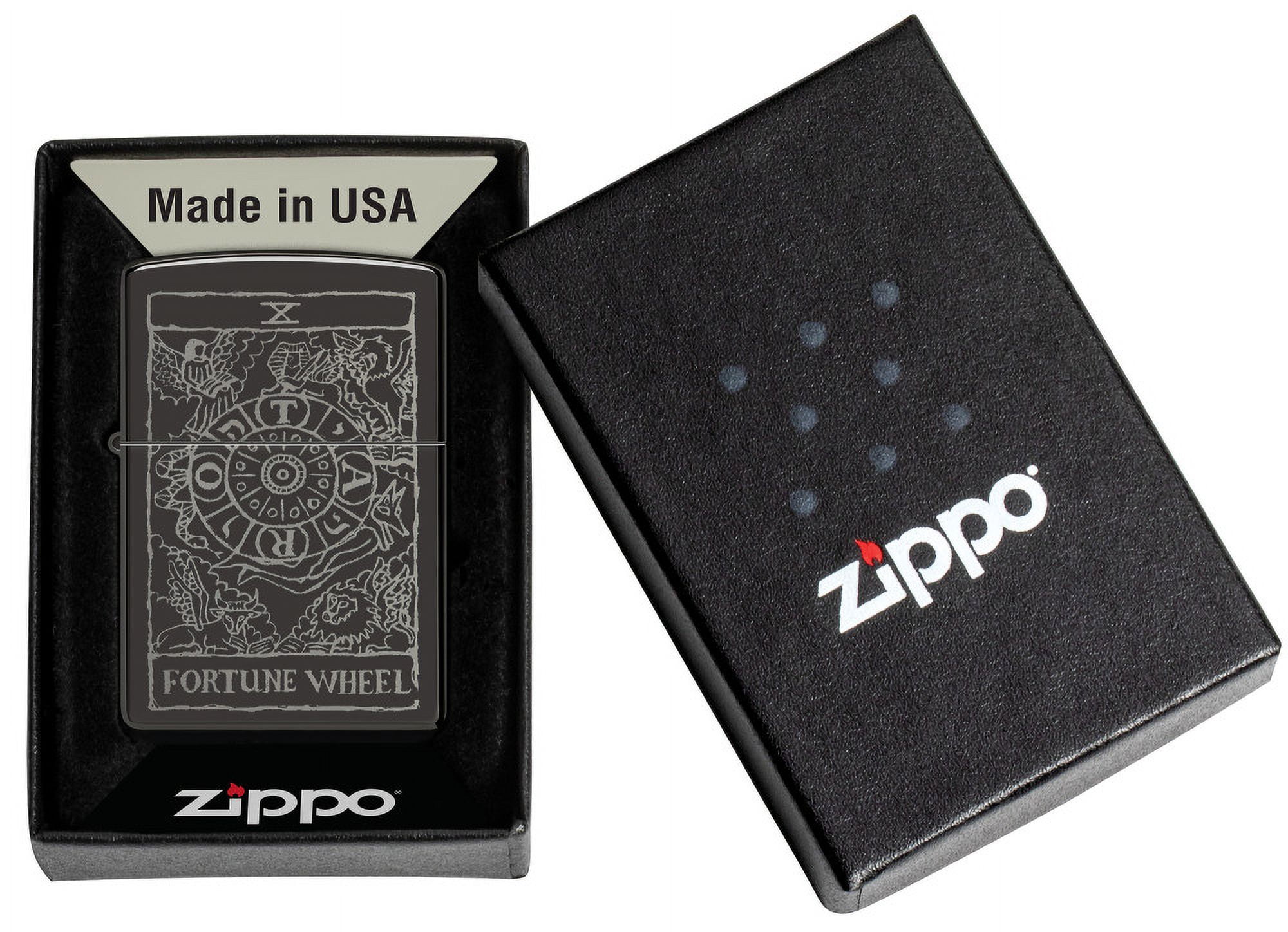 Zippo Wheel of Fortune Design High Polish Black Pocket Lighter