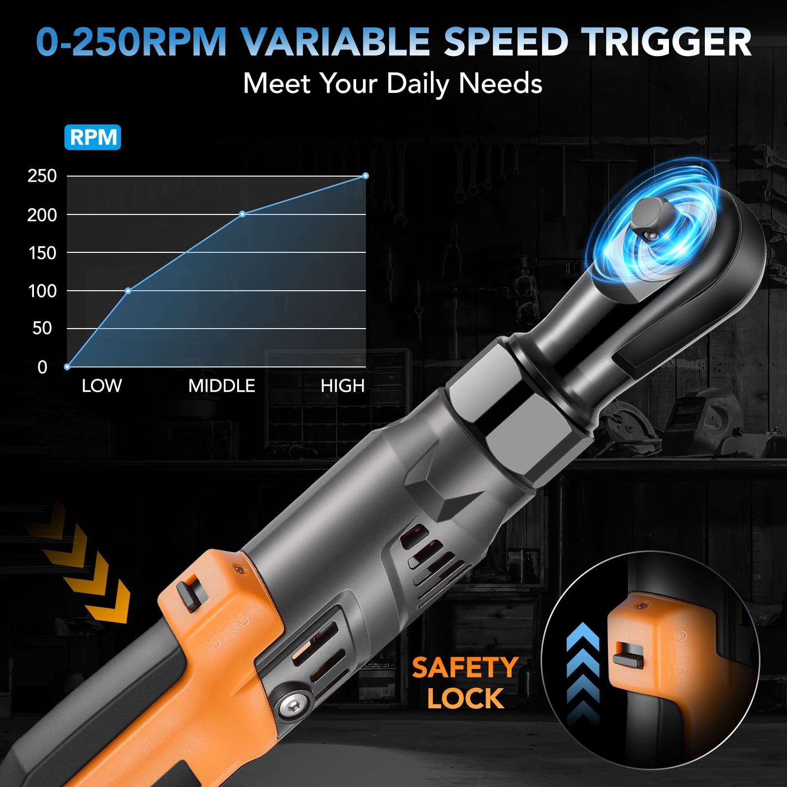 SPEEDWOW 3/8" Cordless Electric Ratchet Wrench Set, 20V 66Ft-lbs(90 N.M) 250RPM Power Ratchet Tool Kit with 2x 2.0A Batteries, Charger & 8 Sockets Brushless Impact Wrench for Vehicles Appliances