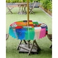 thumbnail image 4 of Fsddascl Colorful Oil Painted Outdoor Tablecloth - 54 Inch Round Dining Table Cover, Modern Abstract Art Vintage Waterproof Outdoor Table Cloth with Umbrella Hole & Zipper for Picnic/Patio/Party, 4 of 7