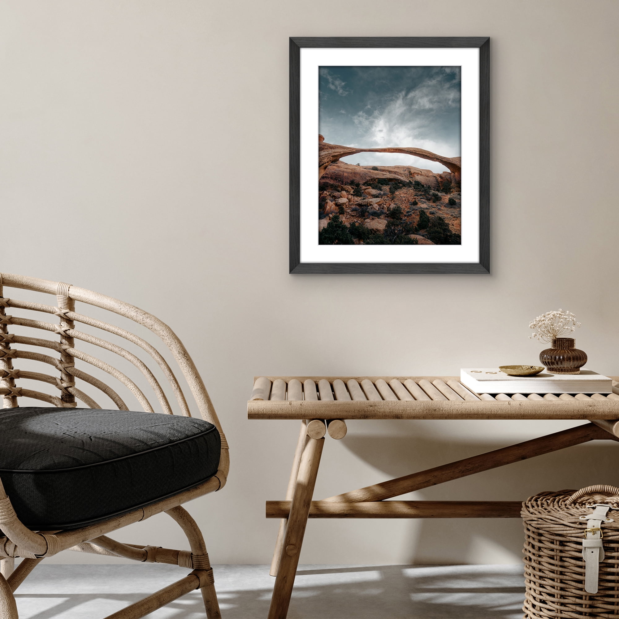 Americanflat 20x24 Picture Frame with Polished Plexiglass with 16x20 Mat Display Photo Hudson Wide - Black