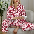 thumbnail image 4 of Wukai Red Flowers Print Women's Pajama Set - Soft Long Sleeve Sleepwear for Comfort and Style-Large, 4 of 9