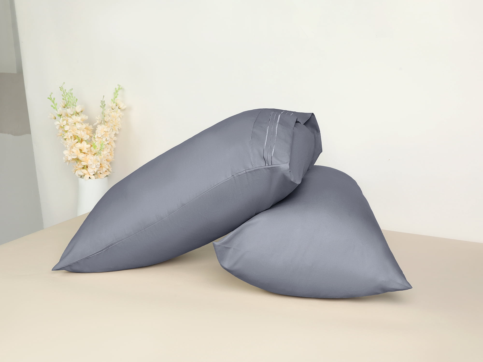 Unique Bargains 2 Pack Polyester Pillow Cases Pillow Covers Standard Dark Gray