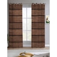 thumbnail image 2 of Dark Brown Wooden Sheer Curtains 84 Inch Length 2 Panels Set for Living Room/Bedroom, Vintage Western Country Wooden Board Kitchen Curtains Grommet Semi-Sheer Curtains Window Treatments 52"x84"x2, 2 of 7