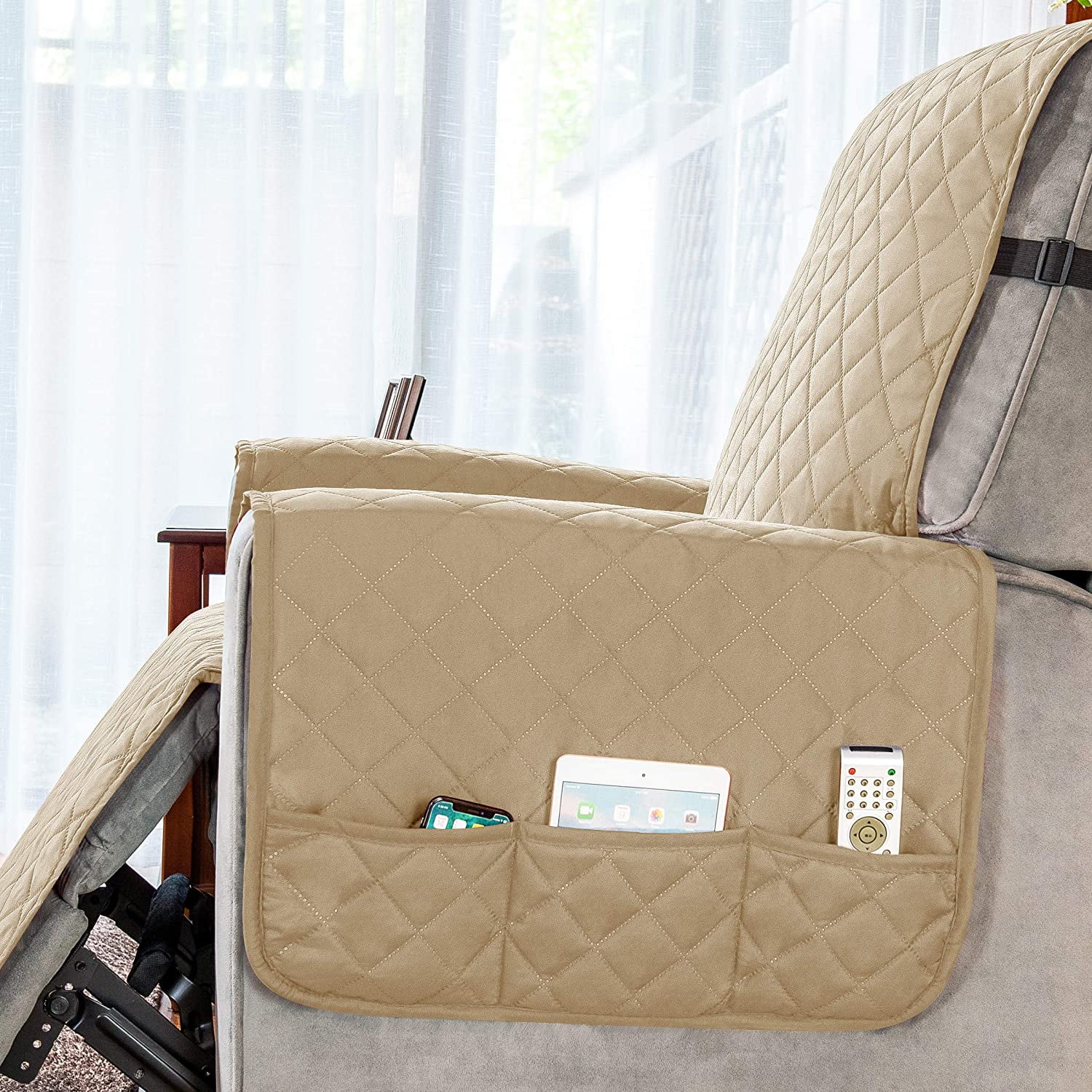 Subrtex Reversible Recliner Chair Fabric Slipcovers, Microfiber Fabric, Khaki