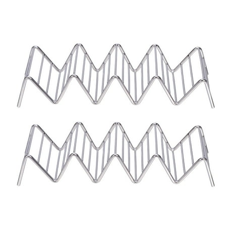 

NUOLUX 2pcs Stainless Steel Taco Holder Stand 5 Pockets Taco Rack Holders for and Hard Tacos (Silver)