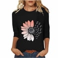 thumbnail image 2 of Craaazy Women's Fashion Flower Printed Crewneck 3/4 Sleeve T-shirts Gifts, 2 of 5